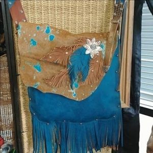 Custom leather cowhide cross body purse